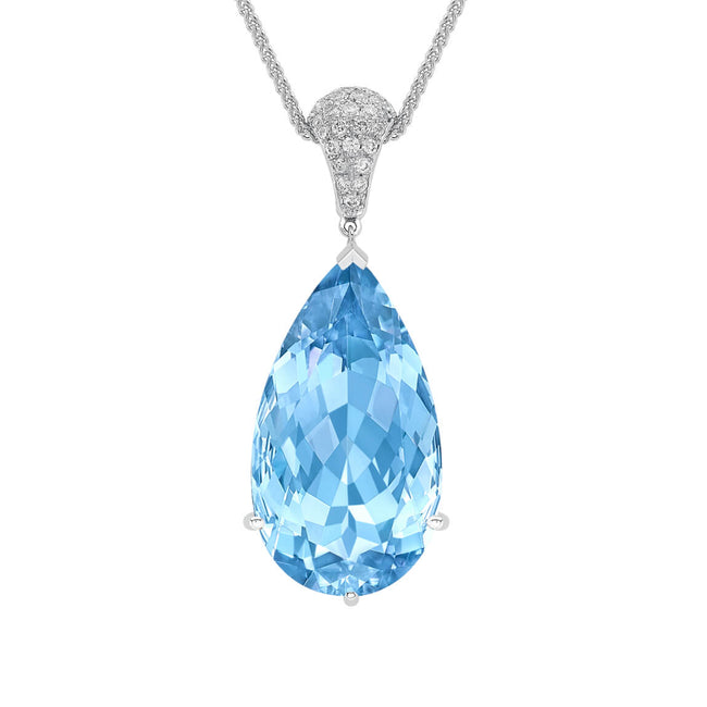 Aquamarine 16ct and Diamond Drop Pendant
