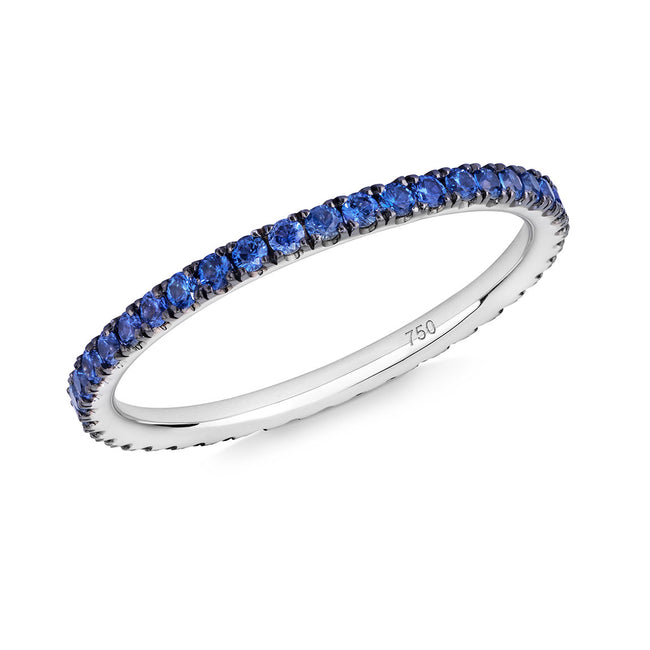 Verifine Blue Sapphires Full Eternity Ring in 18ct White Gold