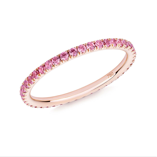 Verifine Pink Sapphires Full Eternity Ring in 18ct Rose Gold