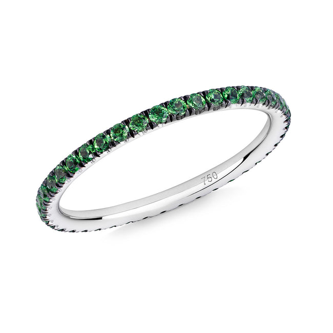 Verifine Green Garnet Full Eternity Ring in 18ct White Gold