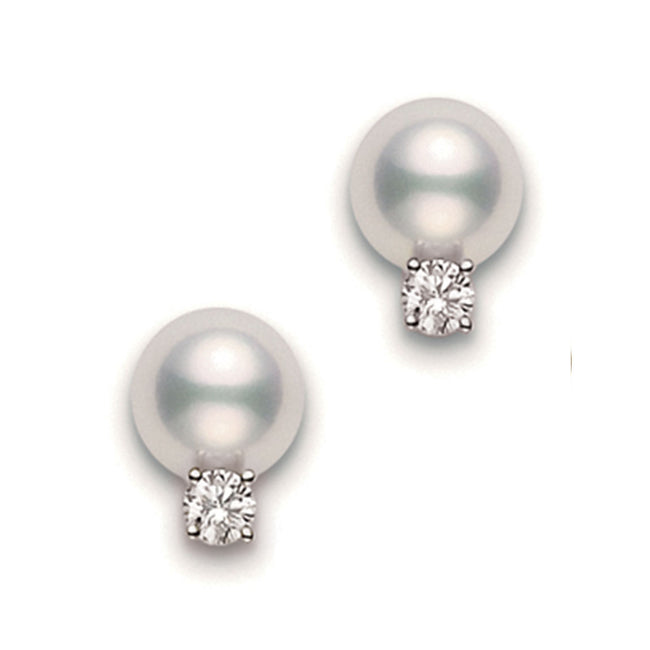 Mikimoto Cultured Pearls and Diamond Stud Earrings